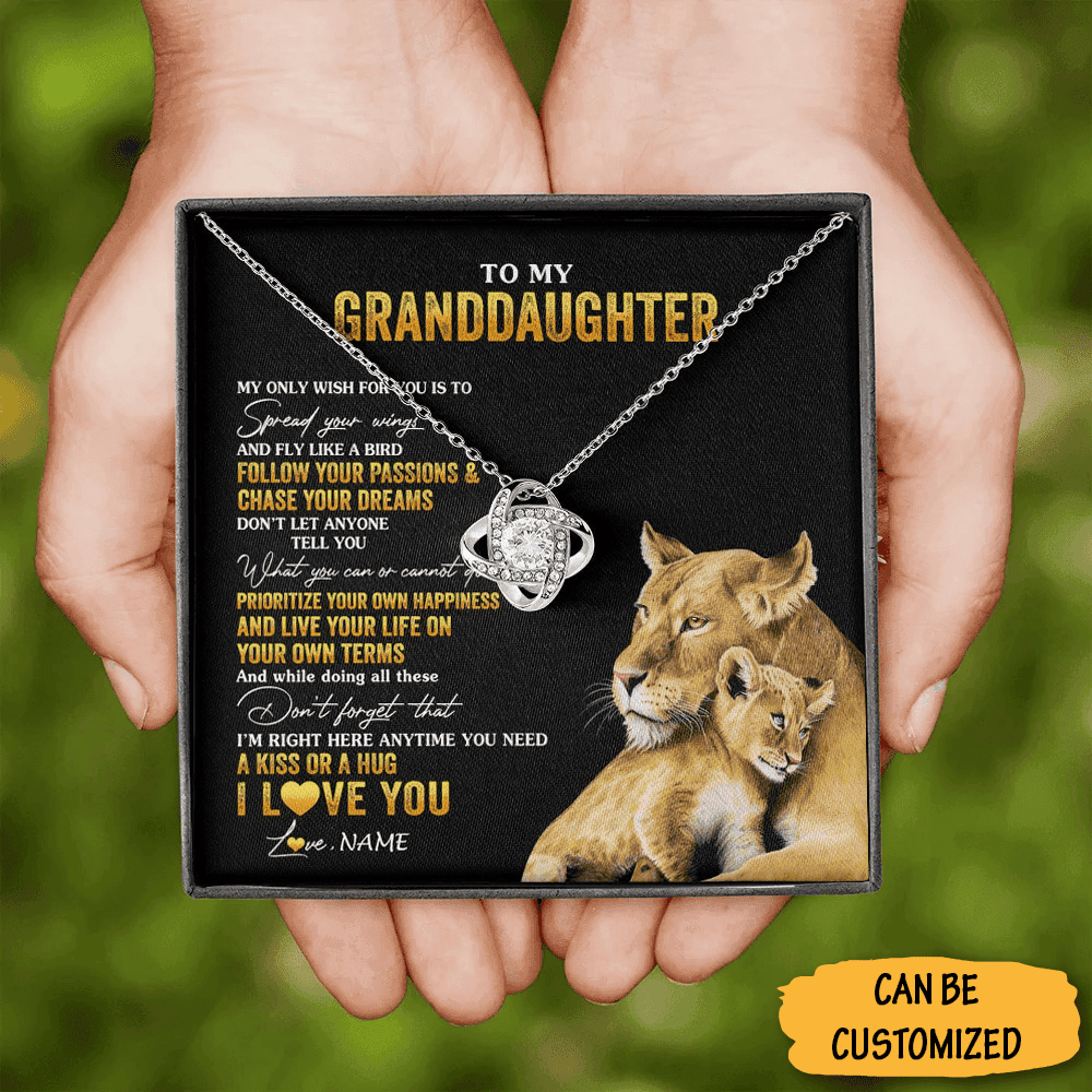 Personalized Lion To My Granddaughter Necklace From Grandpa Silver Love Knot Necklace Keepsake Memorable Gift Personalized Lion To My Granddaughter Necklace From Grandpa Silver Love Knot Necklace Keepsake Memorable Gift