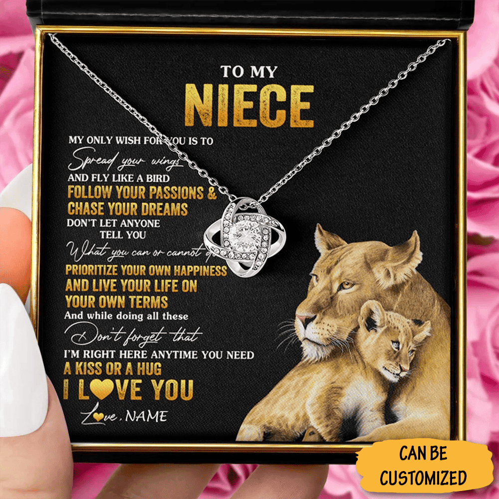 Personalized Lion To My Niece Necklace From Uncle Love Knot Necklace Jewelry Xmas Gifts For Niece Personalized Lion To My Niece Necklace From Uncle Love Knot Necklace Jewelry Xmas Gifts For Niece