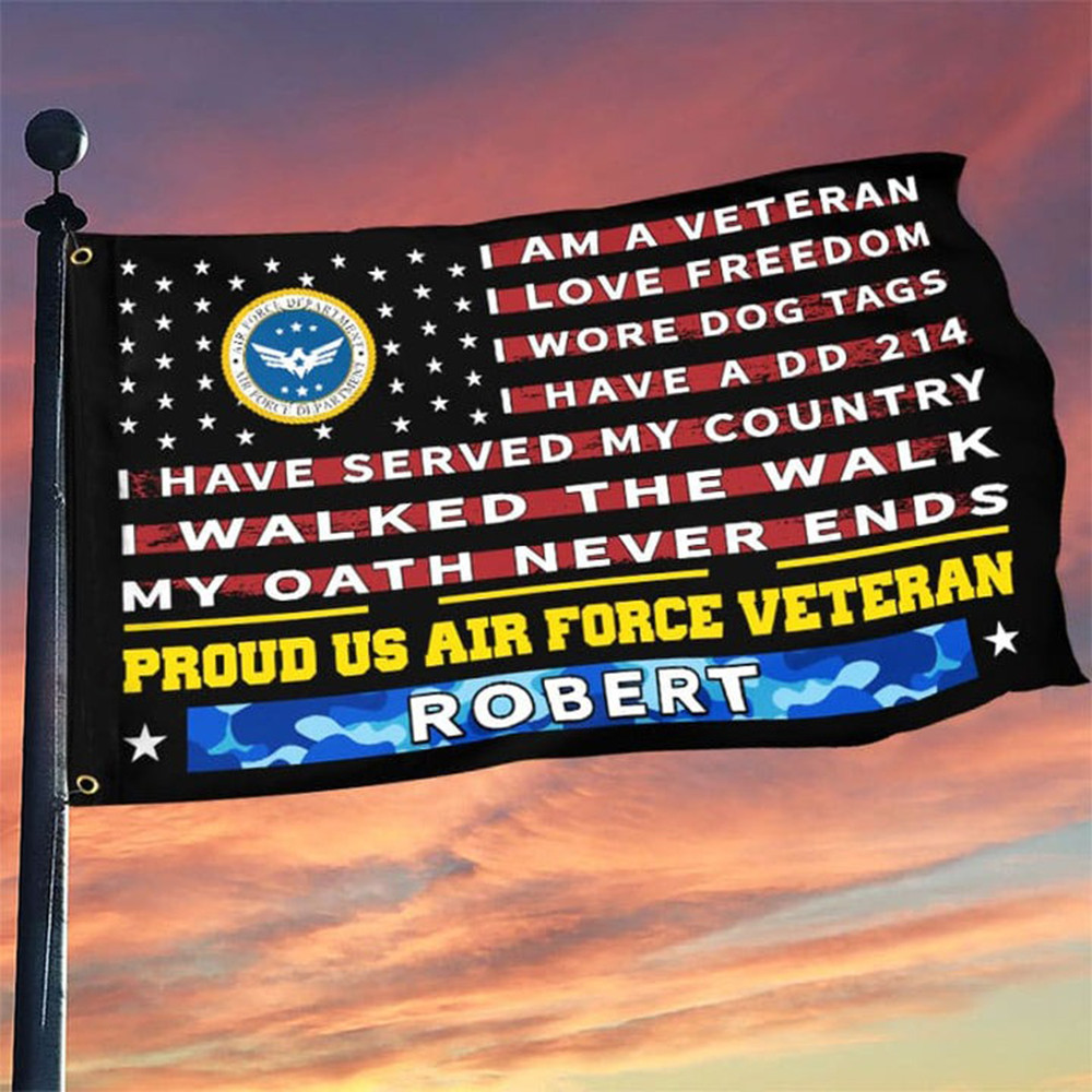 Personalized Proud US Air Force Veteran Flag I Am A Veteran USAF Flag Outdoor Patriotic Decor Personalized Proud US Air Force Veteran Flag I Am A Veteran USAF Flag Outdoor Patriotic Decor