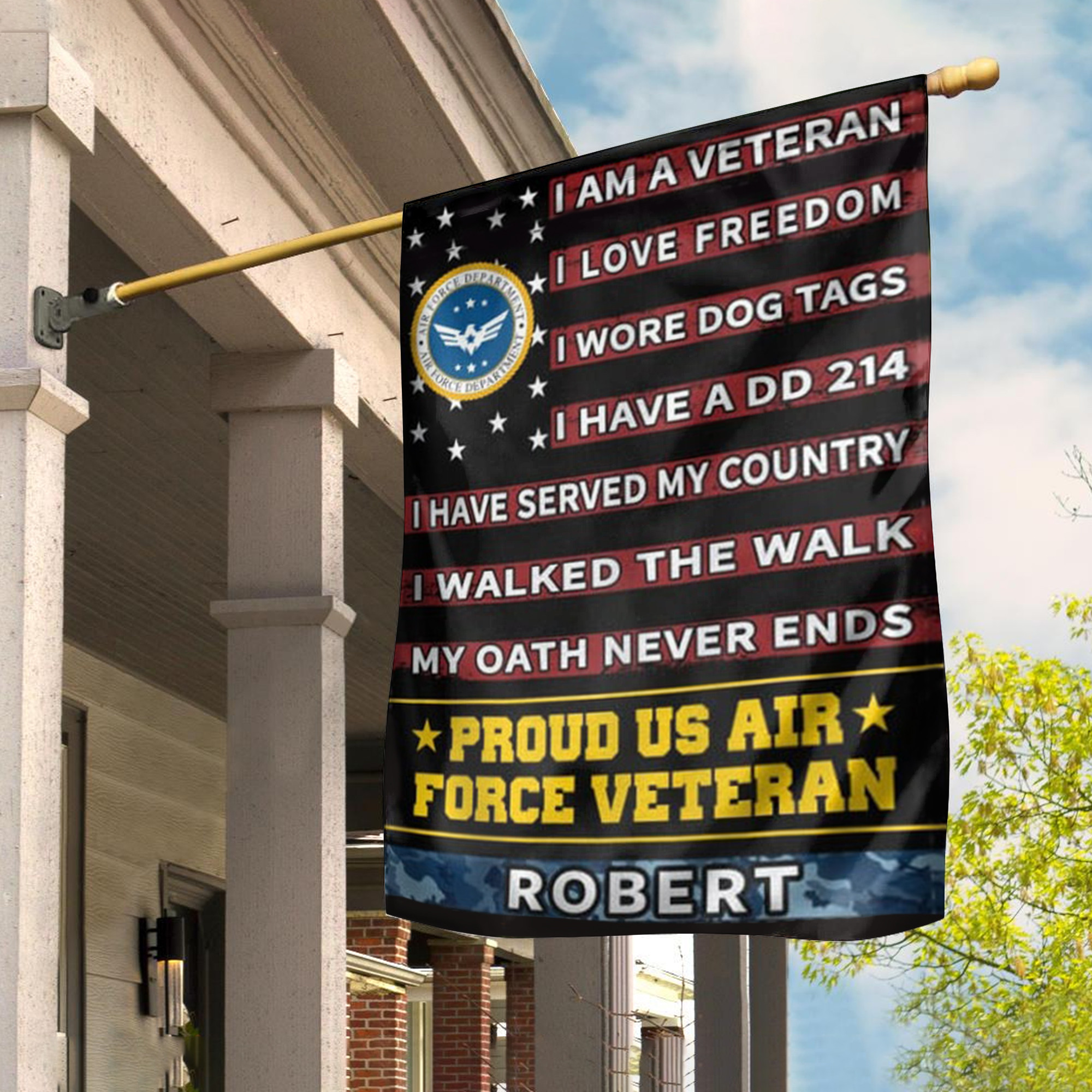 Personalized Proud US Air Force Veteran Flag I Am A Veteran USAF Flag Outdoor Patriotic Decor Personalized Proud US Air Force Veteran Flag I Am A Veteran USAF Flag Outdoor Patriotic Decor