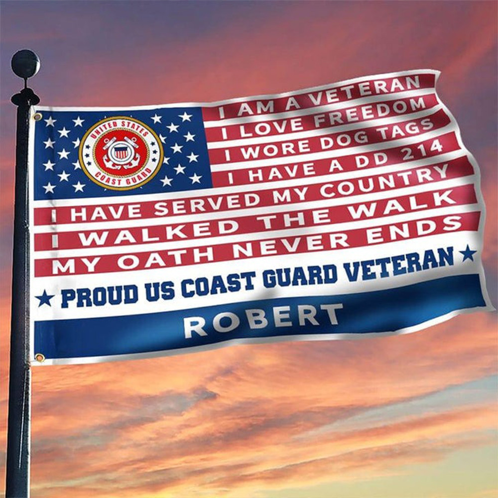 Personalized Proud US Coast Guard Veteran Flag I Am A Veteran USCG Flag Gifts For Patriots Personalized Proud US Coast Guard Veteran Flag I Am A Veteran USCG Flag Gifts For Patriots