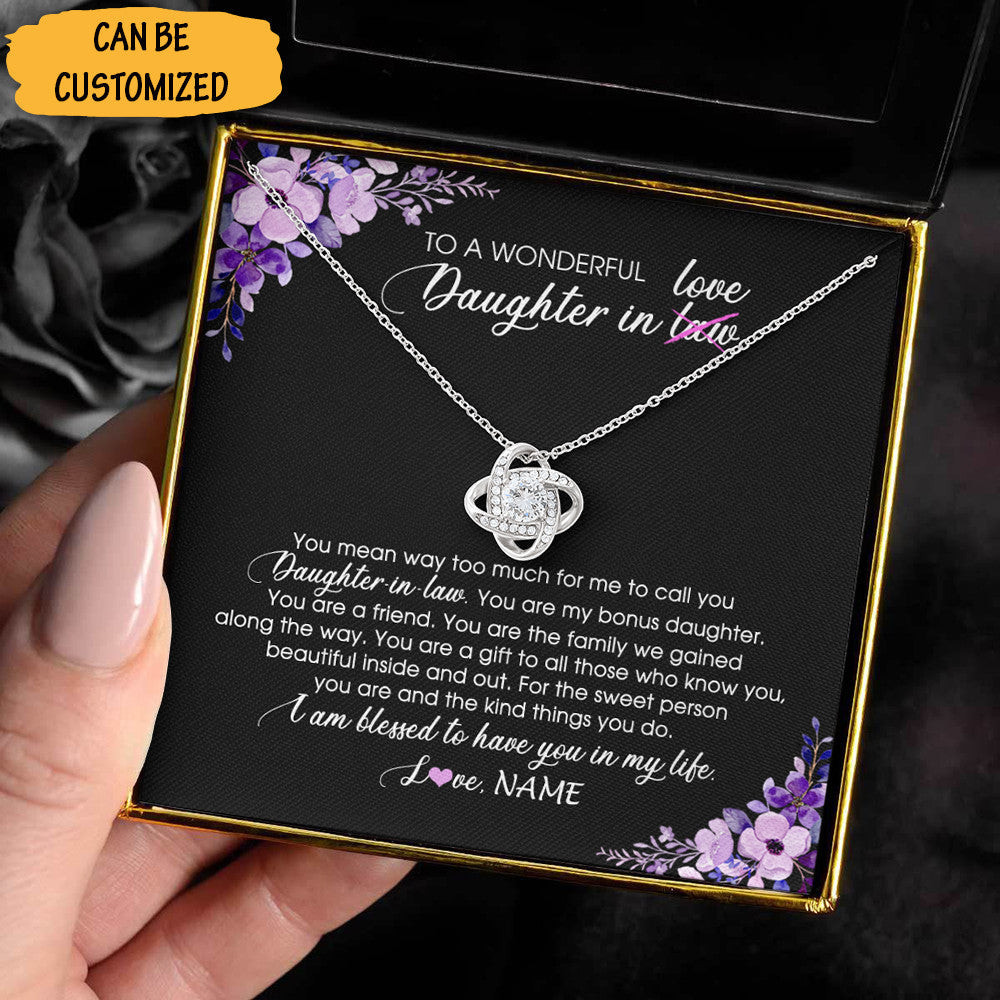 Personalized To Daughter In Law Love Knot Silver Necklace Jewellery Mother In Law Gift To Daughter In Law