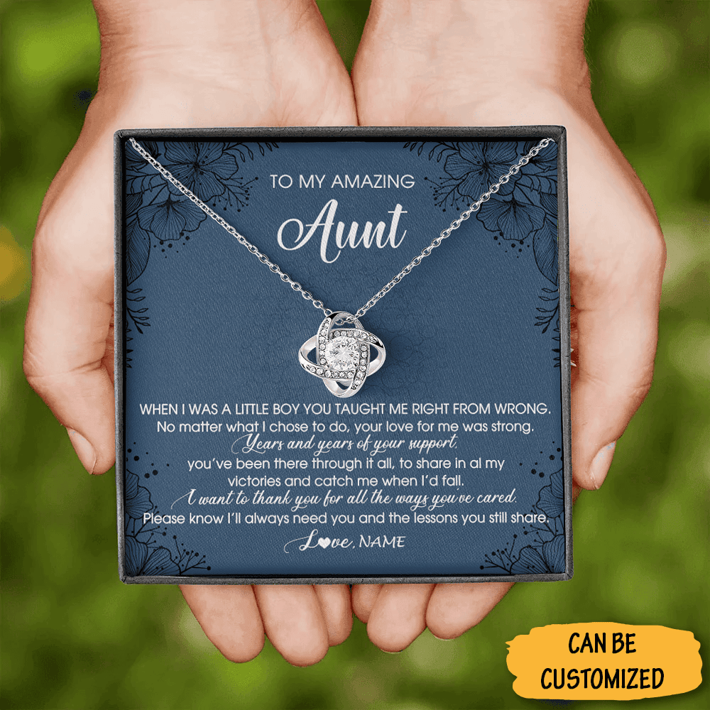 Personalized To My Amazing Aunt Necklace Sterling Silver Aunt Love Knot Necklace Jewelry Gifts From Nephew