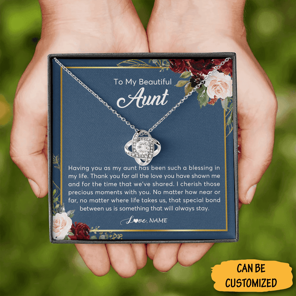 Personalized To My Aunt Necklace Love Knot Silver Necklace Jewellery Birthday Gifts For Aunt From Niece Personalized To My Aunt Necklace Love Knot Silver Necklace Jewellery Birthday Gifts For Aunt From Niece