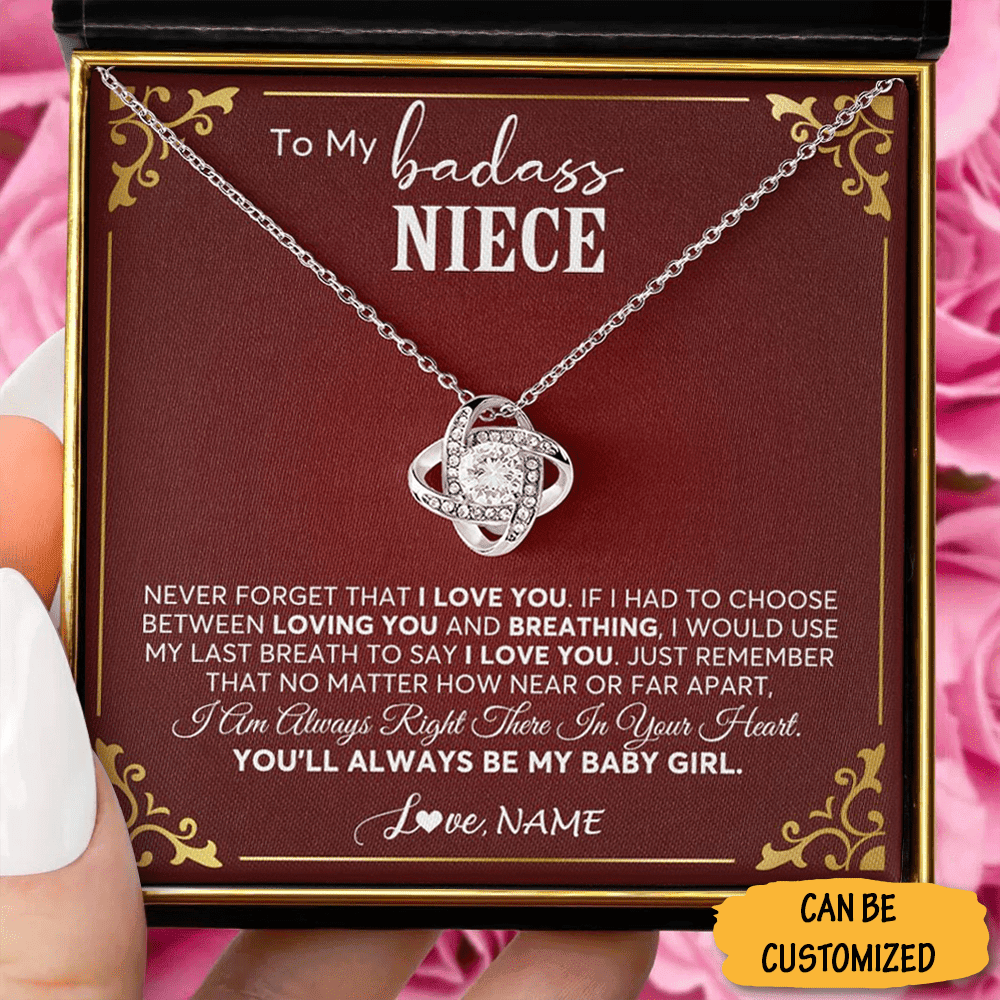 Personalized To My Badass Niece Necklace Sterling Silver Love Knot Necklace Meaningful Gifts For Niece Personalized To My Badass Niece Necklace Sterling Silver Love Knot Necklace Meaningful Gifts For Niece
