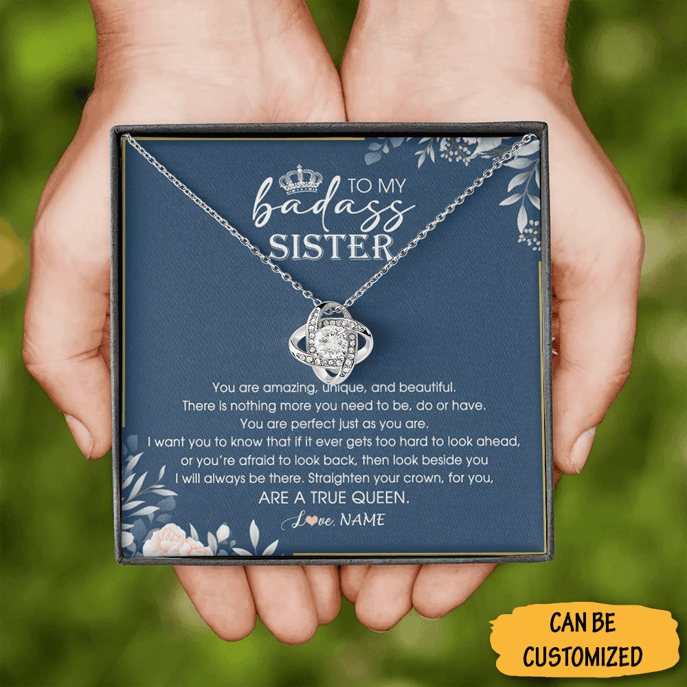 Personalized To My Badass Sister Love Knot Necklace Sterling Silver Sister Necklaces Jewellery Best Gift Ideas Personalized To My Badass Sister Love Knot Necklace Sterling Silver Sister Necklaces Jewellery Best Gift Ideas
