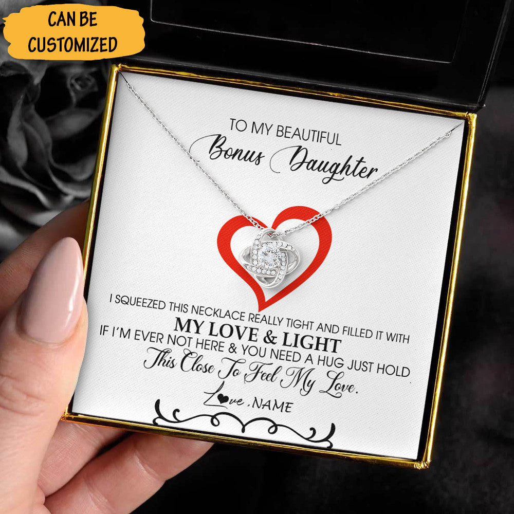 Personalized To My Beautiful Bonus Daughter Necklace Sterling Silver Love Knot Necklace Bonus Daughter Christmas Gifts Personalized To My Beautiful Bonus Daughter Necklace Sterling Silver Love Knot Necklace Bonus Daughter Christmas Gifts