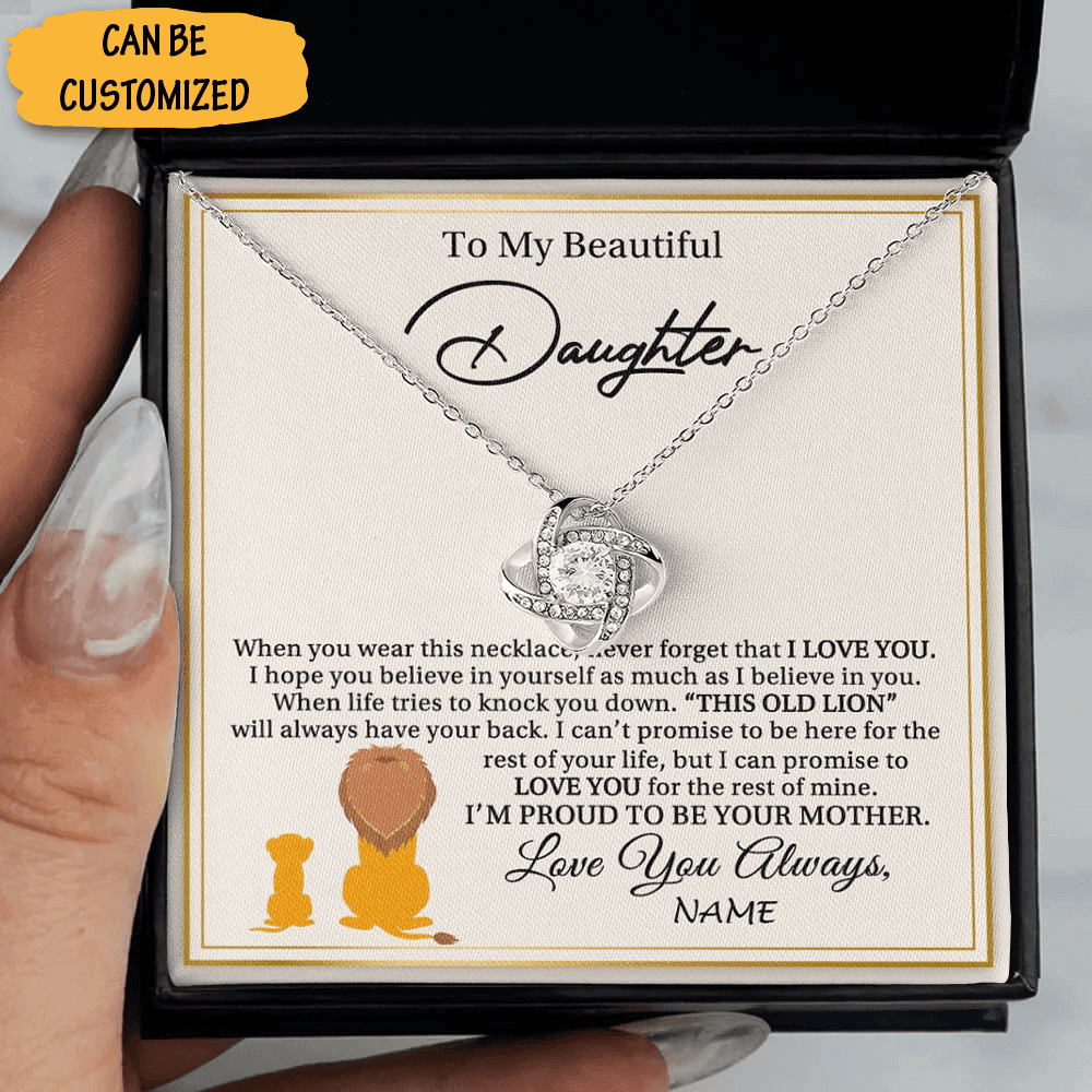 Personalized To My Beautiful Daughter Necklace Silver Love Knot Necklace Gifts For Daughters Who Have Everything