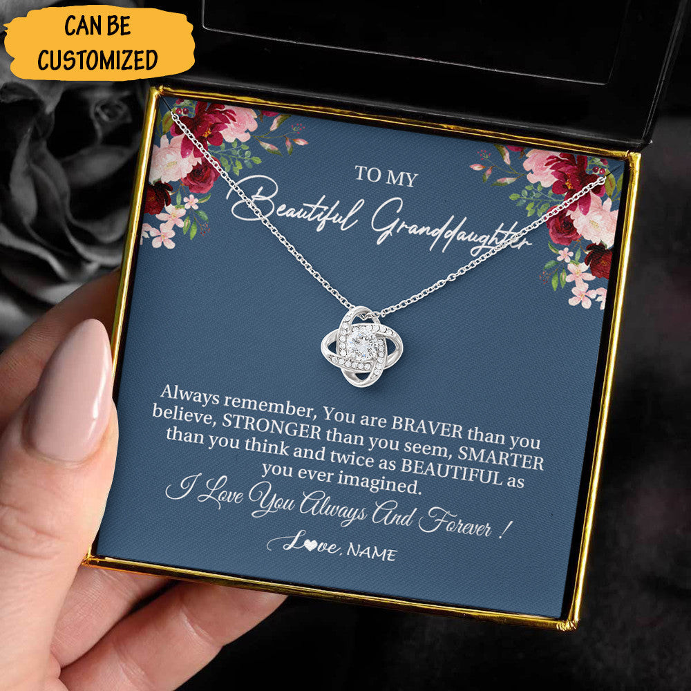 Personalized To My Beautiful Granddaughter Necklace Love Knot Silver Necklace Great Granddaughter Gifts