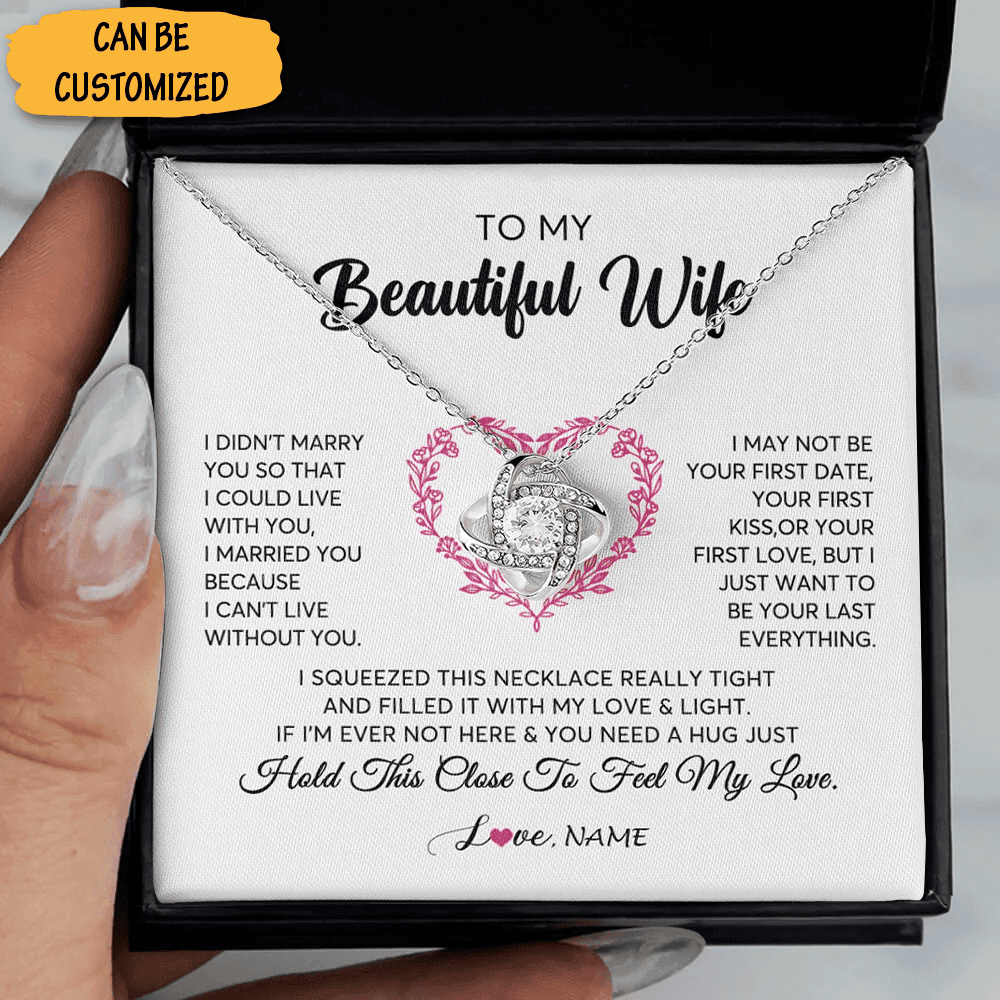 Personalized To My Beautiful Wife Necklace Sterling Silver Love Knot Necklace Valentine Gift For Wife Personalized To My Beautiful Wife Necklace Sterling Silver Love Knot Necklace Valentine Gift For Wife