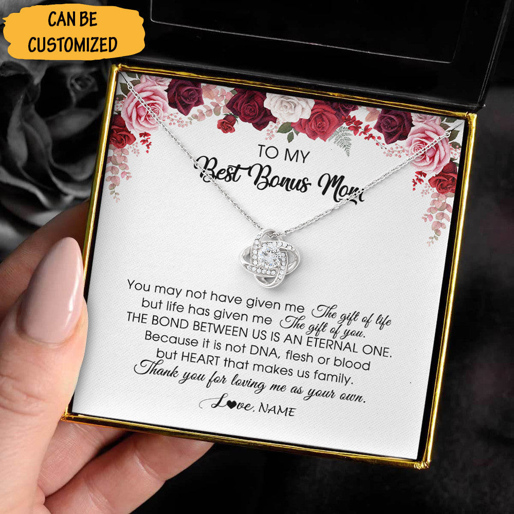 Personalized To My Best Bonus Mom Necklace From Daughter Love Knot Silver Necklace Bonus Mom Christmas Gifts Personalized To My Best Bonus Mom Necklace From Daughter Love Knot Silver Necklace Bonus Mom Christmas Gifts