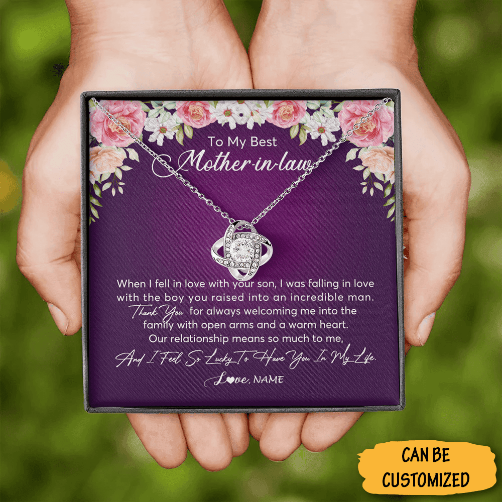 Personalized To My Best Mother-In-Law Love Knot Silver Necklace Christmas Best Gift For Mother In Law