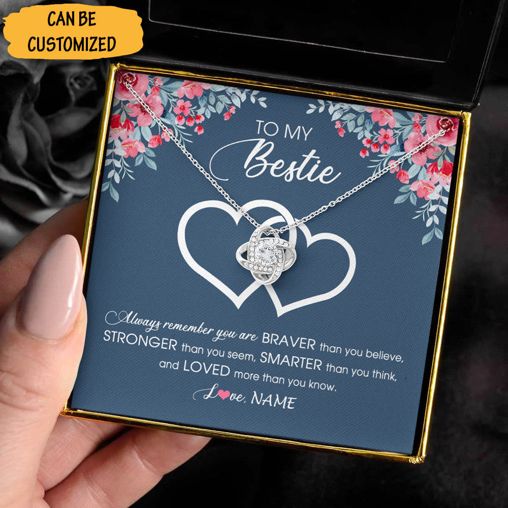 Personalized To My Bestie Love Knot Silver Necklace Always Remember You Are Braver Necklace Jewelry Gifts Personalized To My Bestie Love Knot Silver Necklace Always Remember You Are Braver Necklace Jewelry Gifts