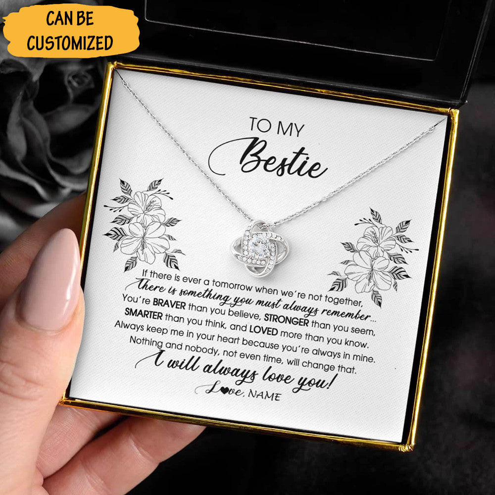 Personalized To My Bestie Love Knot Silver Necklace I Will Always Love You Necklace Bestie Christmas Gifts Personalized To My Bestie Love Knot Silver Necklace I Will Always Love You Necklace Bestie Christmas Gifts