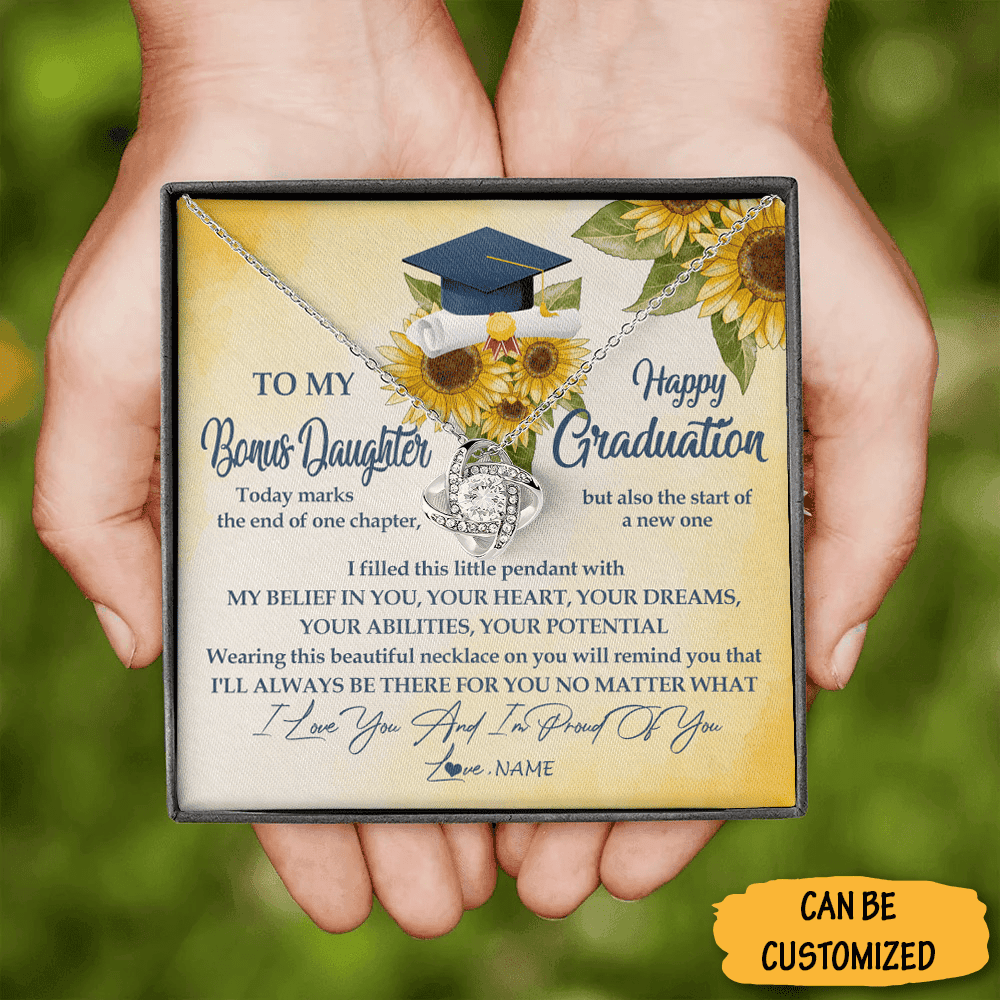 Personalized To My Bonus Daughter Happy Graduation Love Knot Necklace Graduation Gift Ideas For Bonus Daughter Personalized To My Bonus Daughter Happy Graduation Love Knot Necklace Graduation Gift Ideas For Bonus Daughter