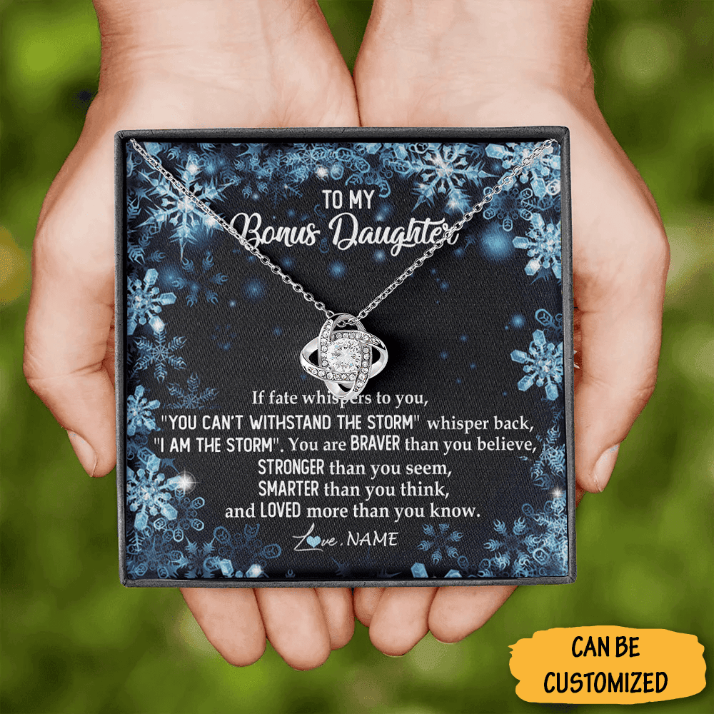 Personalized To My Bonus Daughter Necklace Love Knot Silver Necklace Bonus Daughter Gifts From Dad Personalized To My Bonus Daughter Necklace Love Knot Silver Necklace Bonus Daughter Gifts From Dad