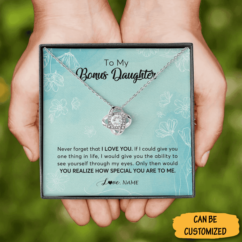 Personalized To My Bonus Daughter Necklace Sterling Silver Love Knot Necklace Bonus Daughter Gifts From Step Dad Personalized To My Bonus Daughter Necklace Sterling Silver Love Knot Necklace Bonus Daughter Gifts From Step Dad