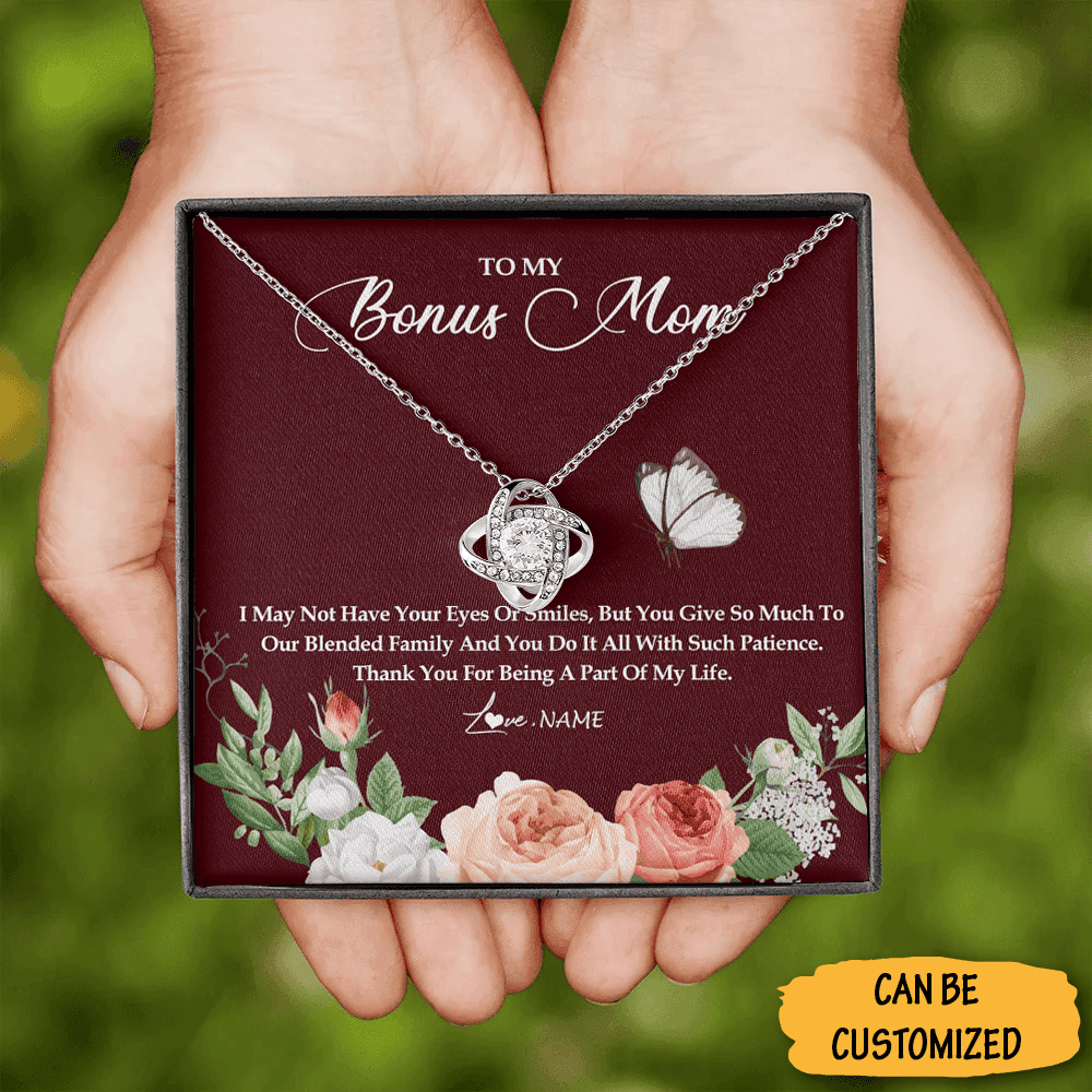 Personalized To My Bonus Mom Necklace Sterling Silver Love Knot Necklace Bonus Mom Gift Box From Daughter Personalized To My Bonus Mom Necklace Sterling Silver Love Knot Necklace Bonus Mom Gift Box From Daughter