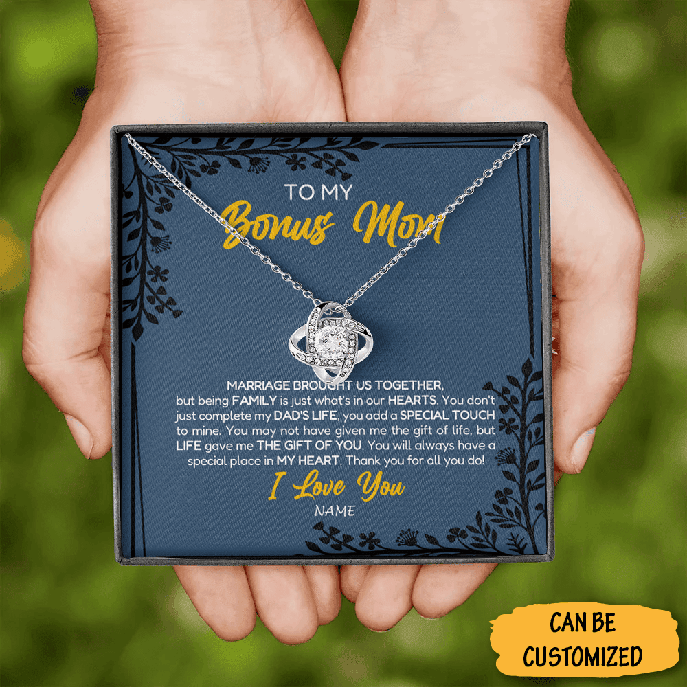 Personalized To My Bonus Mom Necklace Sterling Silver Love Knot Necklace Perfect Bonus Mom Christmas Gifts Personalized To My Bonus Mom Necklace Sterling Silver Love Knot Necklace Perfect Bonus Mom Christmas Gifts