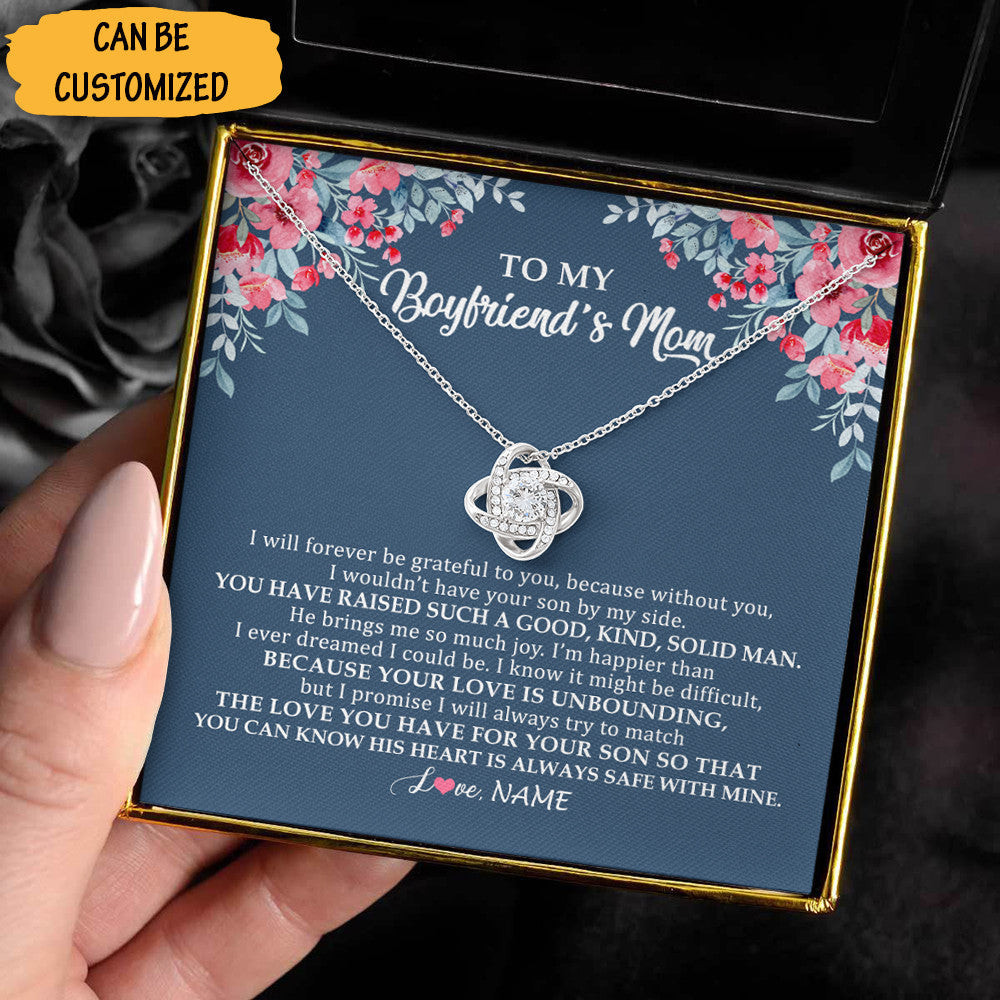 Personalized To My Boyfriend's Mom Necklace Love Knot Silver Necklace Christmas Gifts For Boyfriends Mom Personalized To My Boyfriend's Mom Necklace Love Knot Silver Necklace Christmas Gifts For Boyfriends Mom
