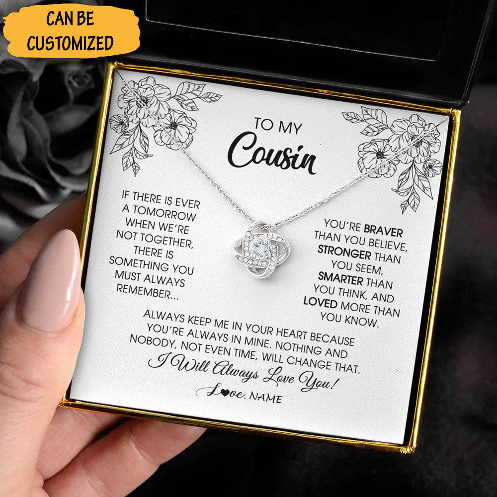 Personalized To My Cousin Necklace Sterling Silver Love Knot Pendant Necklace Special Sister Cousin Gifts