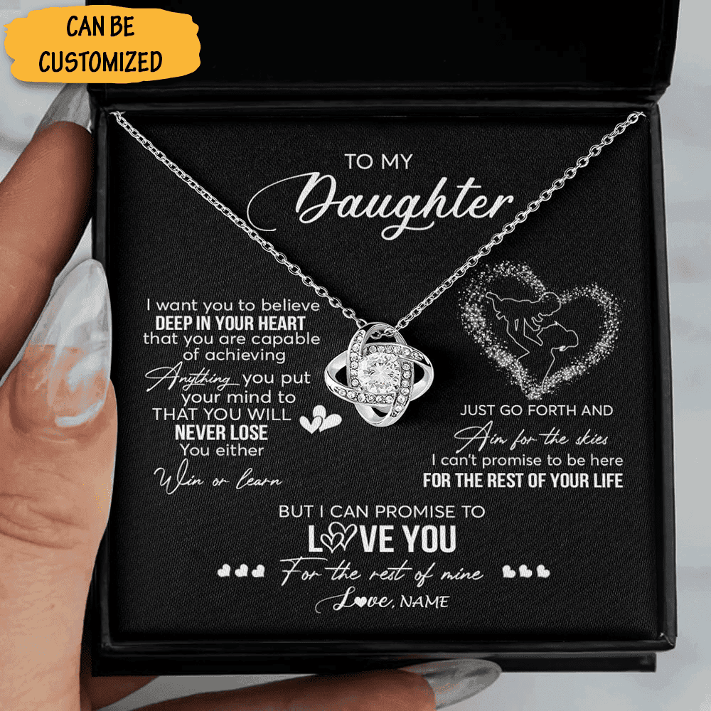 Personalized To My Daughter I Love You Necklace Silver Love Knot Necklace Jewellery Special Daughter Gifts Personalized To My Daughter I Love You Necklace Silver Love Knot Necklace Jewellery Special Daughter Gifts