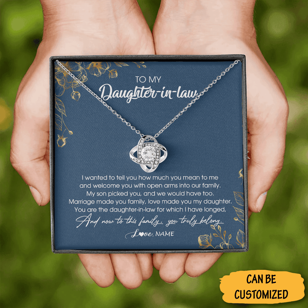 Personalized To My Daughter In Law Necklace Love Knot Necklace Sentimental Gifts To Give Daughter In Law Personalized To My Daughter In Law Necklace Love Knot Necklace Sentimental Gifts To Give Daughter In Law