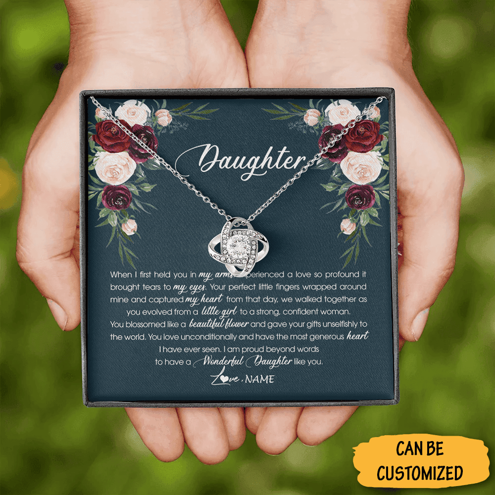 Personalized To My Daughter Love Knot Necklace Sterling Silver Love Knot Pendant Necklace For Daughter From Mom Personalized To My Daughter Love Knot Necklace Sterling Silver Love Knot Pendant Necklace For Daughter From Mom