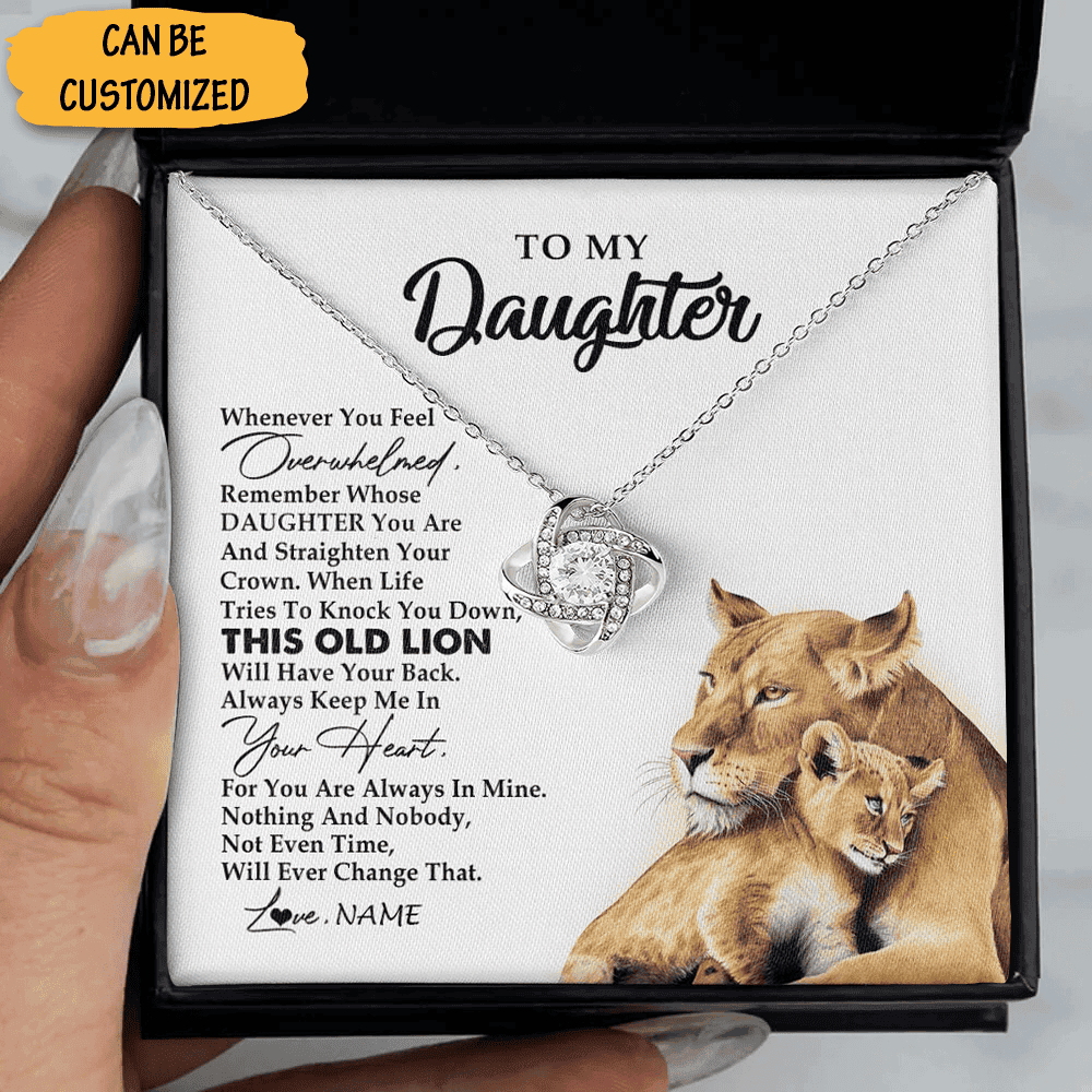 Personalized To My Daughter Necklace From Dad Lion Silver Love Knot Pendant Necklace Box Sentimental Gifts Personalized To My Daughter Necklace From Dad Lion Silver Love Knot Pendant Necklace Box Sentimental Gifts