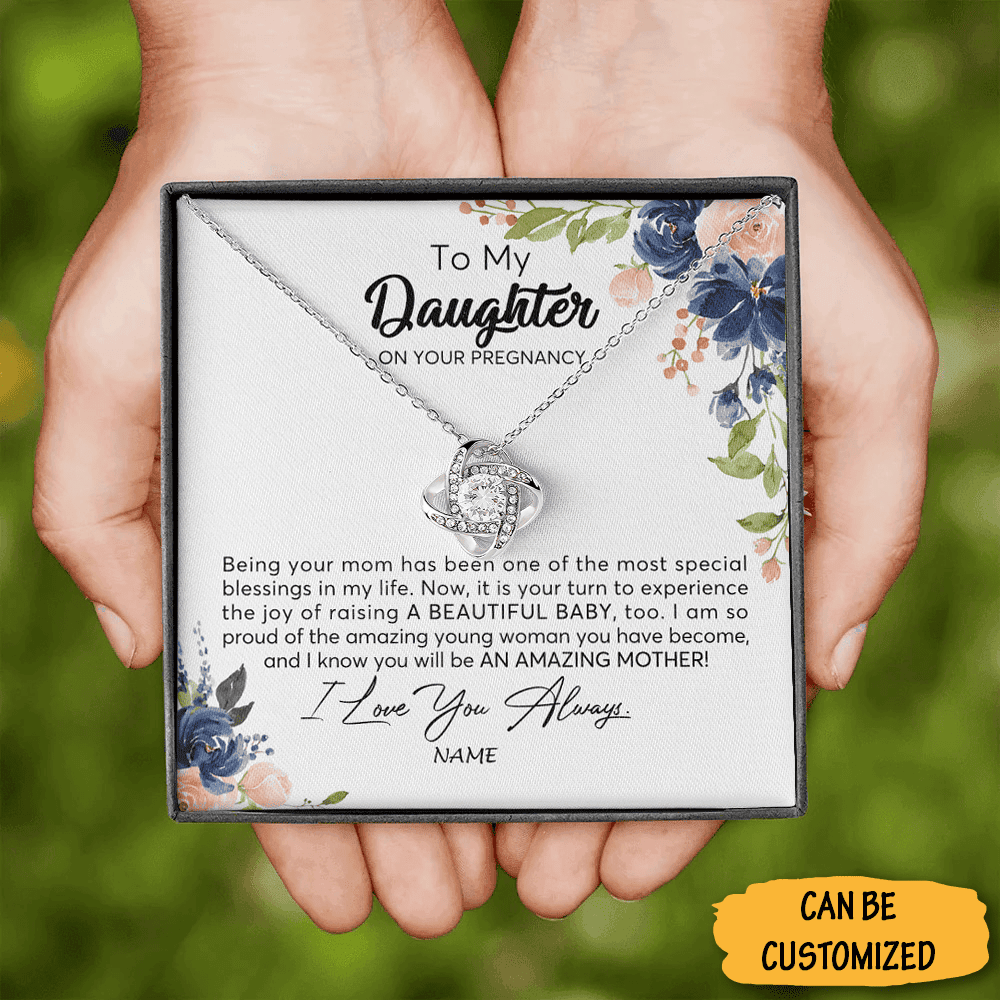 Personalized To My Daughter On Our Pregnancy Love Knot Necklace Pregnancy Gifts For Expecting Mothers Personalized To My Daughter On Our Pregnancy Love Knot Necklace Pregnancy Gifts For Expecting Mothers