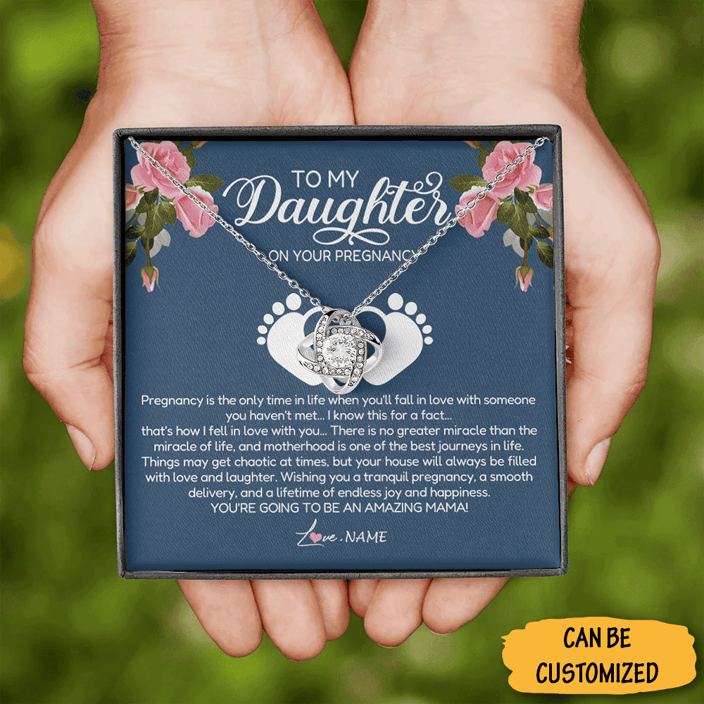 Personalized To My Daughter On Our Pregnancy Love Knot Necklace Pregnancy Gifts For First Time Moms Personalized To My Daughter On Our Pregnancy Love Knot Necklace Pregnancy Gifts For First Time Moms