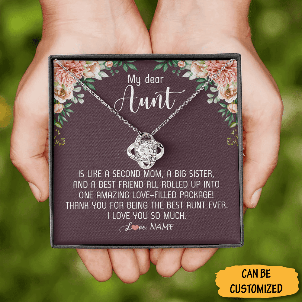 Personalized To My Dear Aunt Necklace Love Knot Necklace Jewelry Box Auntie Christmas Gifts From Niece Personalized To My Dear Aunt Necklace Love Knot Necklace Jewelry Box Auntie Christmas Gifts From Niece