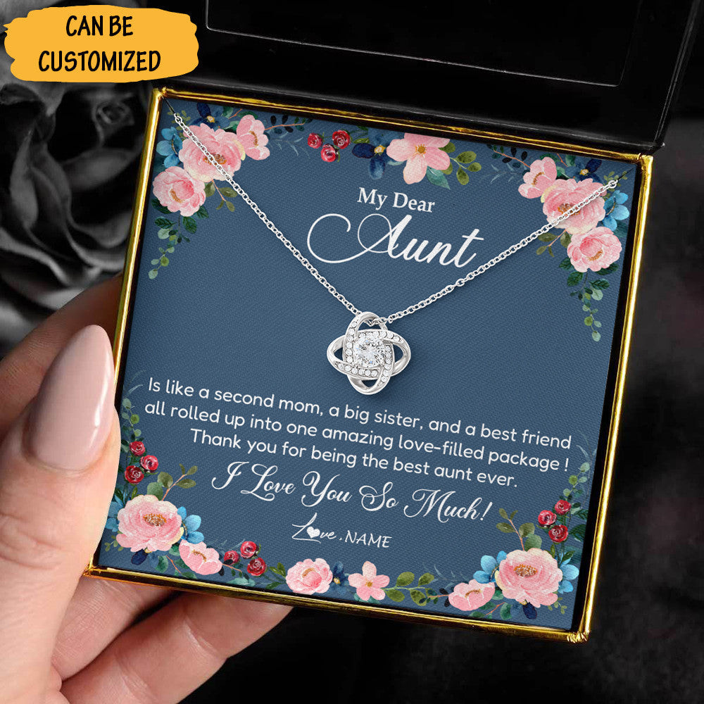 Personalized To My Dear Aunt Necklace The Second Mom Love Knot Necklace Jewelry Box Special Auntie Gifts Personalized To My Dear Aunt Necklace The Second Mom Love Knot Necklace Jewelry Box Special Auntie Gifts