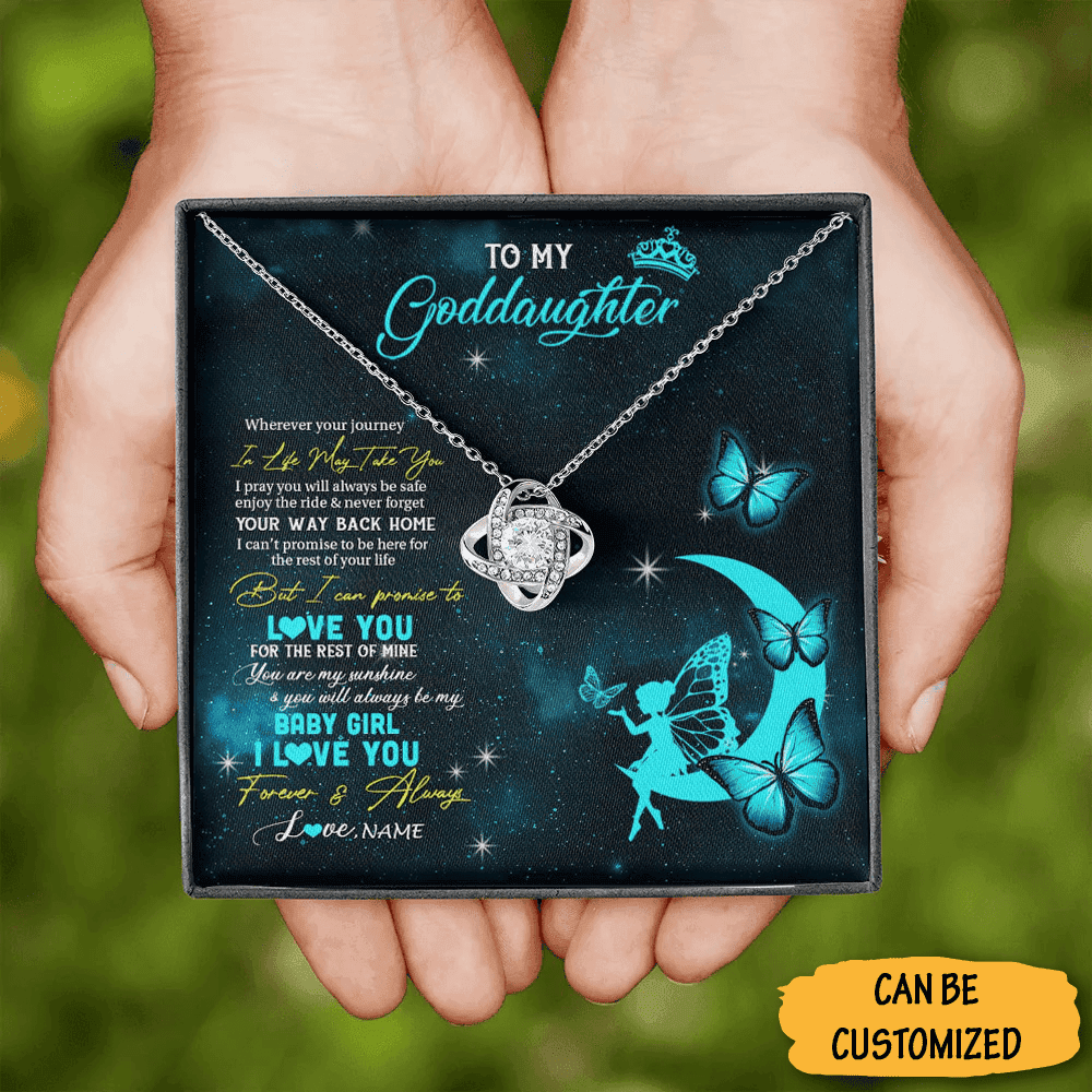 Personalized To My Goddaughter Necklace Silver Love Knot Necklace Goddaughter Jewellery Box Birthday Gifts Personalized To My Goddaughter Necklace Silver Love Knot Necklace Goddaughter Jewellery Box Birthday Gifts