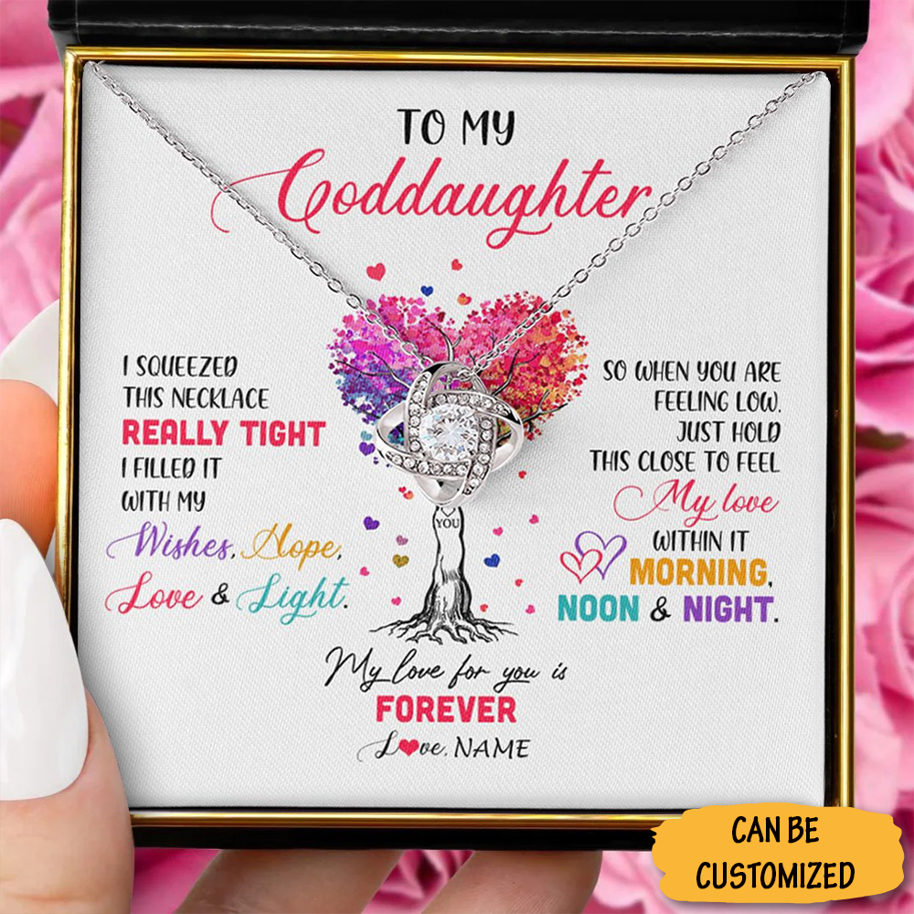 Personalized To My Goddaughter Necklace Silver Love Knot Necklace Wedding Gift From Godmother To Goddaughter