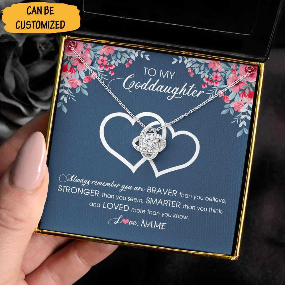 Personalized To My Goddaughter Necklace Sterling Silver Love Knot Pendant Goddaughter Necklace Box For Gift Personalized To My Goddaughter Necklace Sterling Silver Love Knot Pendant Goddaughter Necklace Box For Gift