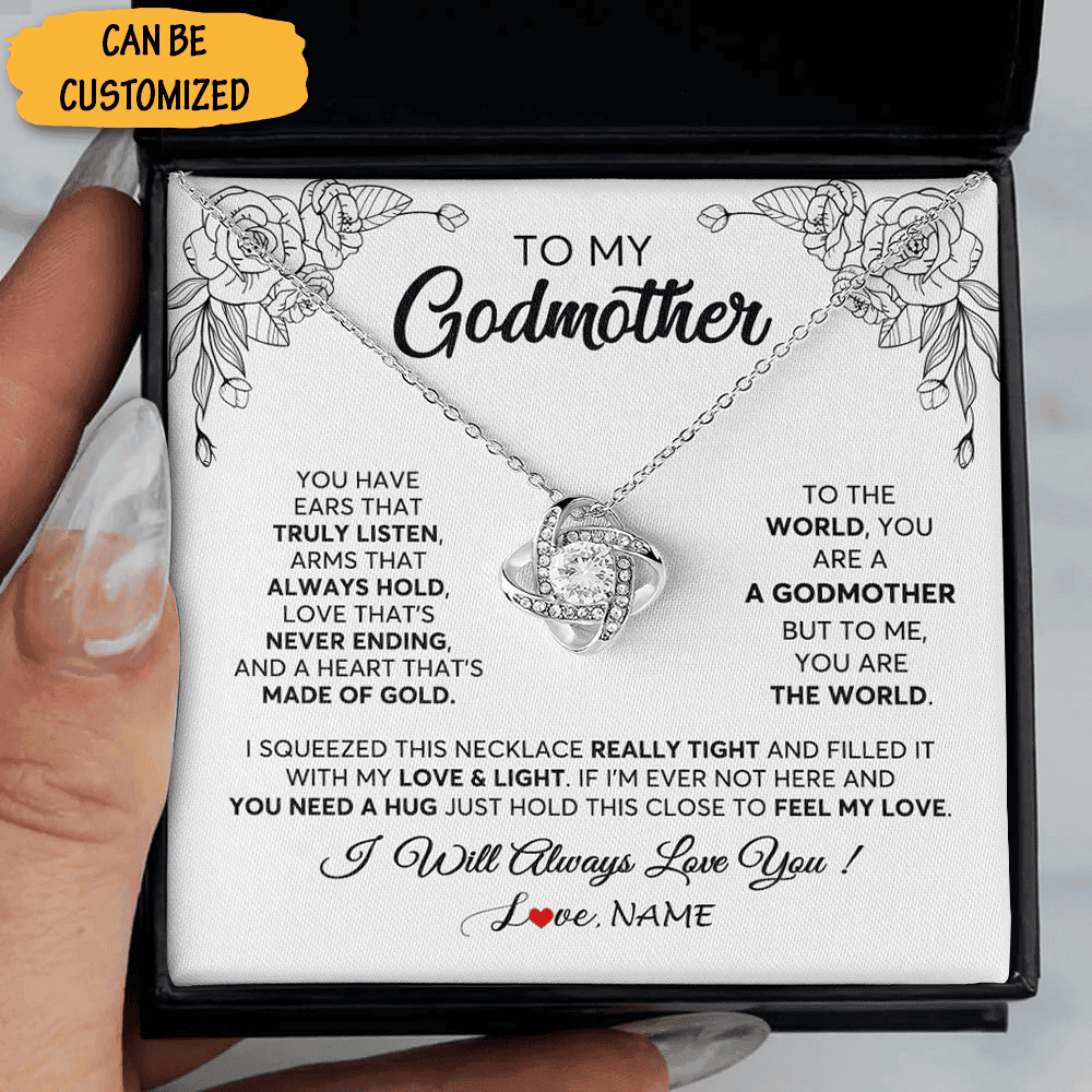 Personalized To My Godmother Necklace Sterling Silver Love Knot Necklace Best Godmother Birthday Gifts Personalized To My Godmother Necklace Sterling Silver Love Knot Necklace Best Godmother Birthday Gifts