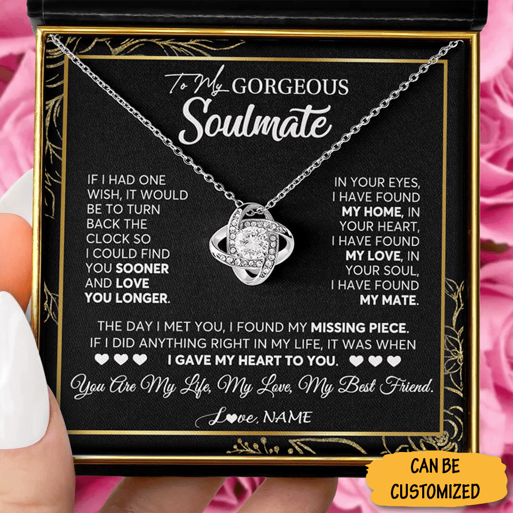 Personalized To My Gorgeous Soulmate Necklace Silver Love Knot Necklace Best Soulmate Gifts For Her Personalized To My Gorgeous Soulmate Necklace Silver Love Knot Necklace Best Soulmate Gifts For Her