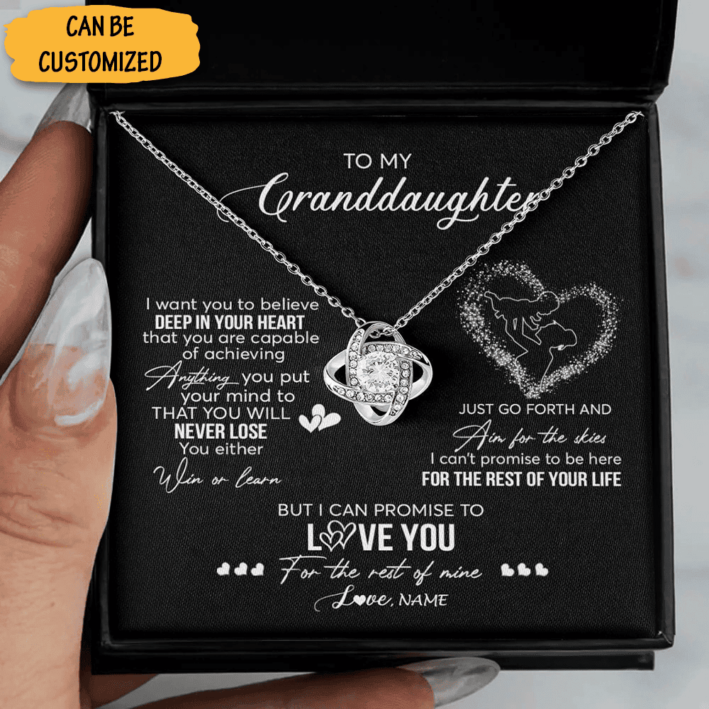 Personalized To My Granddaughter Necklace From Grandma Grandpa Love Knot Silver Necklace With Message Card Personalized To My Granddaughter Necklace From Grandma Grandpa Love Knot Silver Necklace With Message Card