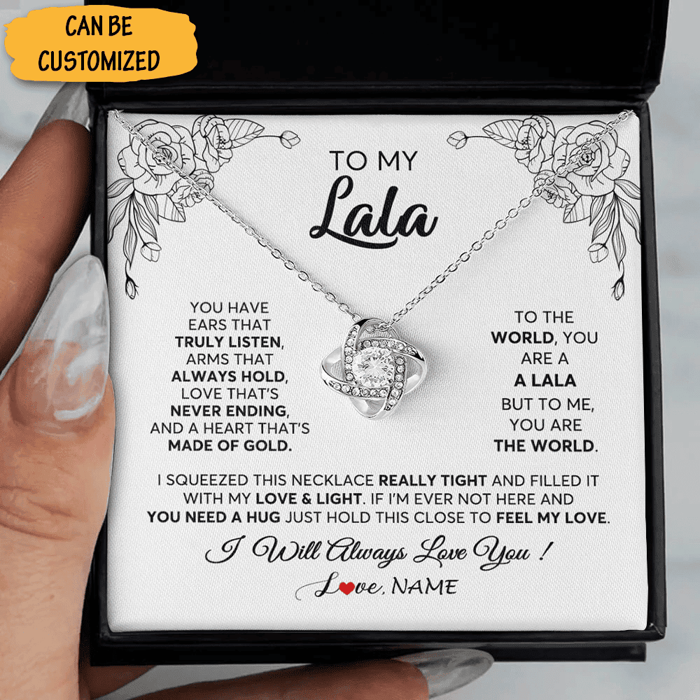 Personalized To My Lala Necklace Silver Love Knot Necklace Christmas Gift Ideas For Lala Grandma