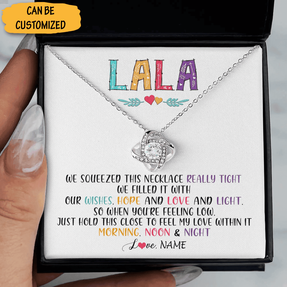 Personalized To My Lala Necklace Silver Love Knot Necklace With Message For Giving Gifts For Lala Personalized To My Lala Necklace Silver Love Knot Necklace With Message For Giving Gifts For Lala