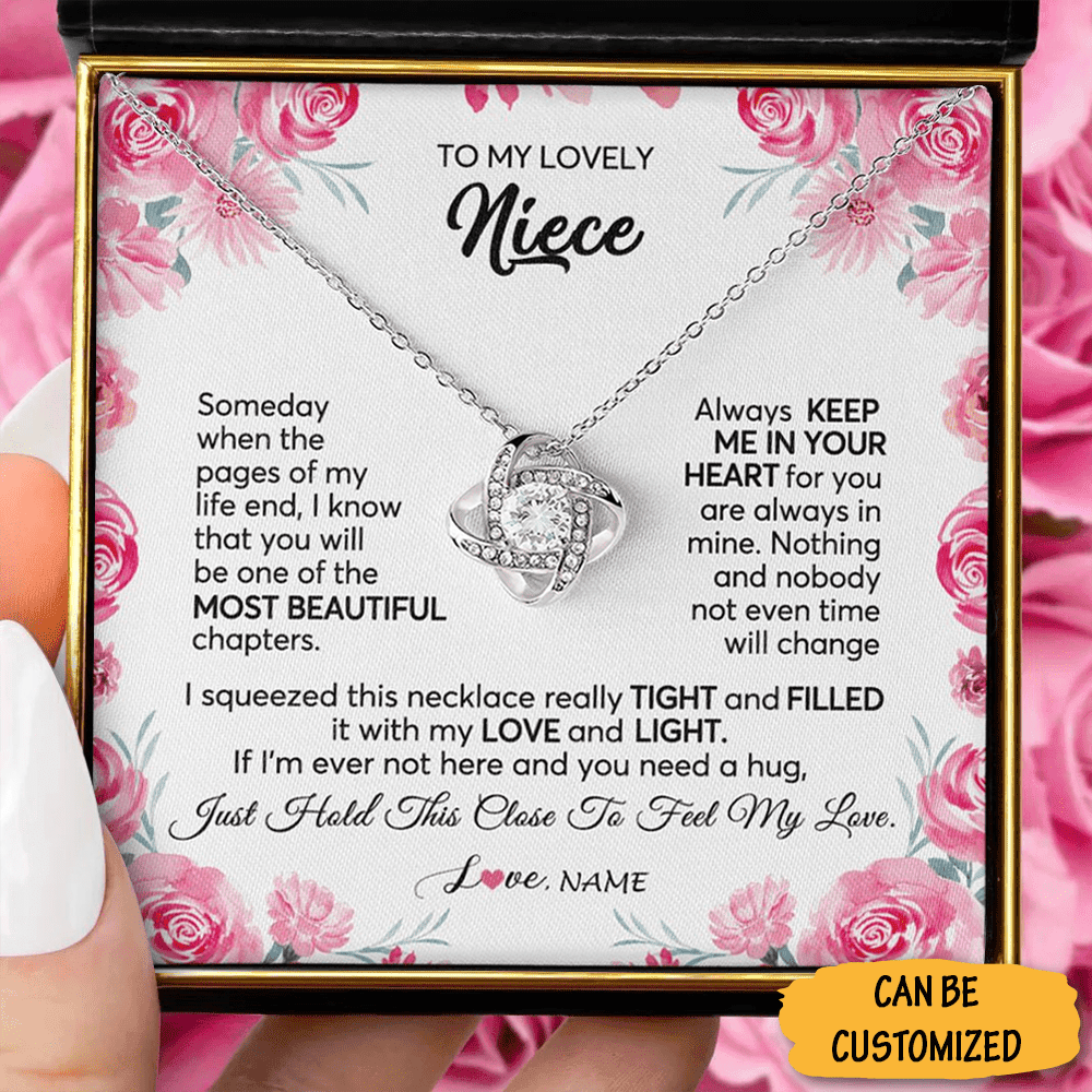 Personalized To My Lovely Niece Necklace Sterling Silver Love Knot Necklace Message Best Niece Xmas Gifts Personalized To My Lovely Niece Necklace Sterling Silver Love Knot Necklace Message Best Niece Xmas Gifts