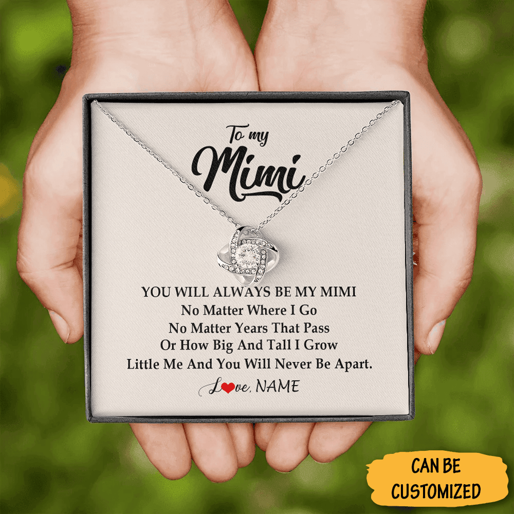 Personalized To My Mimi Necklace Sterling Silver Love Knot Necklace Jewelry Mimi Grandma Gifts