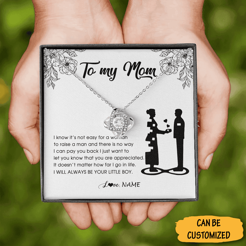 Personalized To My Mom Love Knot Necklace Mothers Day Necklace From Son Gifts For Mom