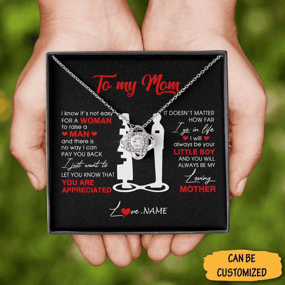 Personalized To My Mom Love Knot Necklace Son To Mom Necklace Sentimental Gift Ideas Personalized To My Mom Love Knot Necklace Son To Mom Necklace Sentimental Gift Ideas