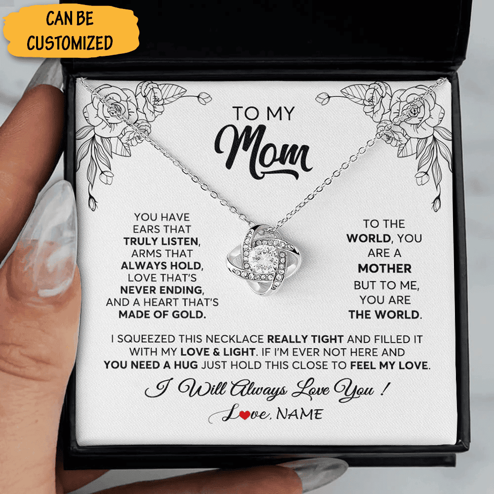 Personalized To My Mom Necklace Love Knot Necklace With Meaningful Messages Best Gift For Mother 2024