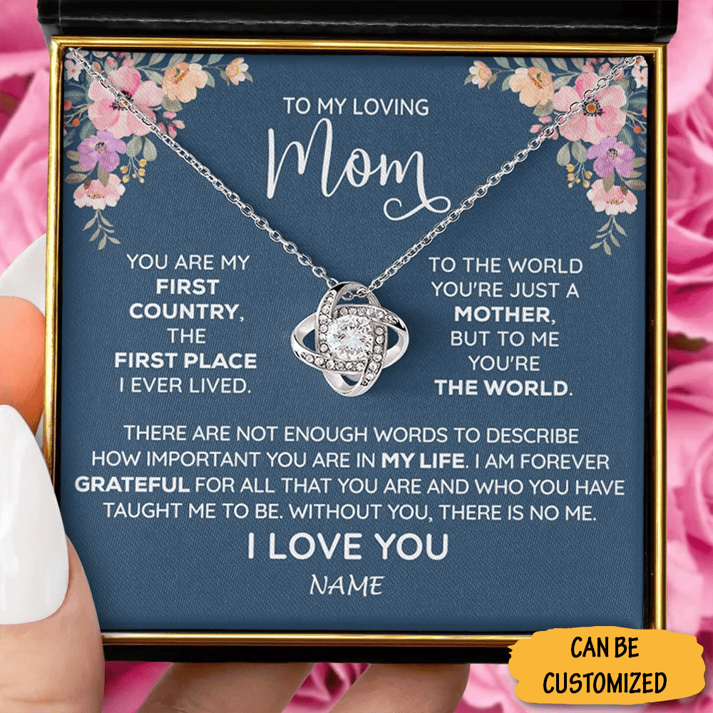 Personalized To My Mom Necklace Love Knot Necklace With Message Sentimental Birthday Gifts For Mom Personalized To My Mom Necklace Love Knot Necklace With Message Sentimental Birthday Gifts For Mom