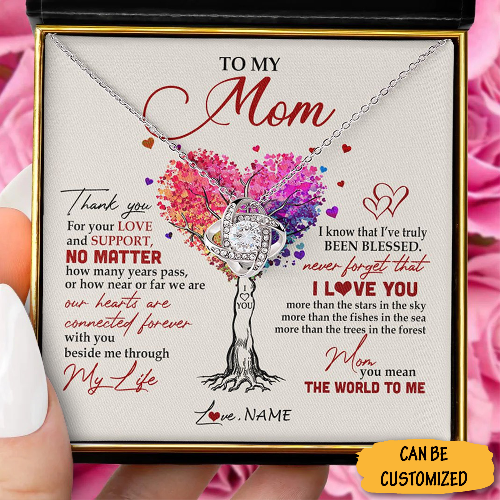Personalized To My Mom Necklace Sterling Silver Love Knot Necklace Sentimental Christmas Gifts For Mom Personalized To My Mom Necklace Sterling Silver Love Knot Necklace Sentimental Christmas Gifts For Mom