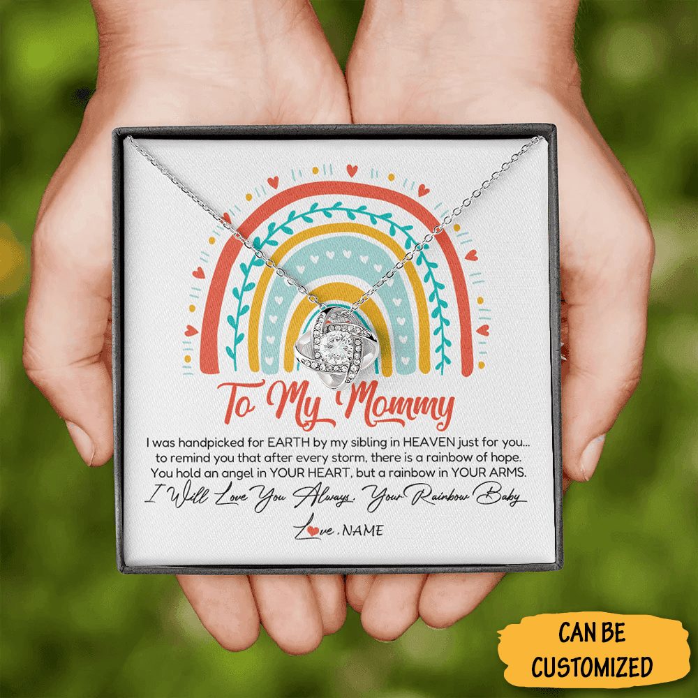 Personalized To My Mommy Love Knot Necklace Sympathy Memorial Necklace For Loss Of Son