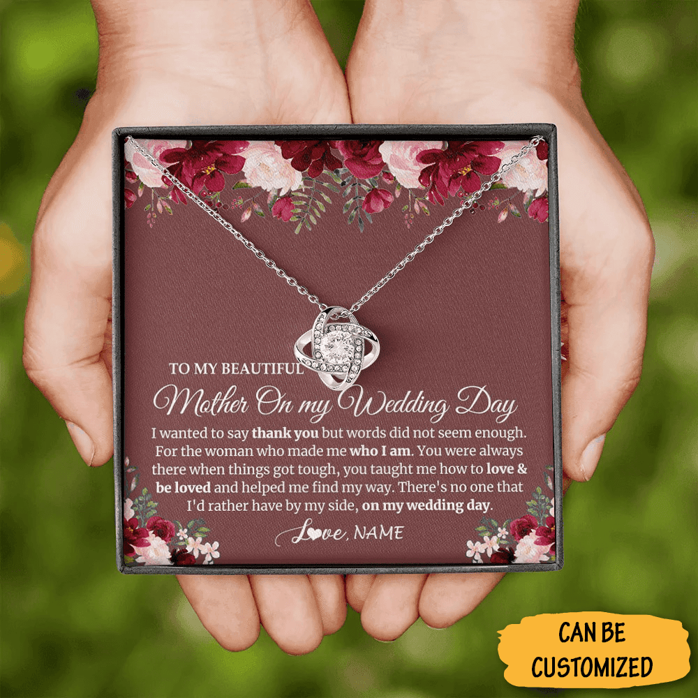 Personalized To My Mother On My Wedding Day Necklace Love Knot Necklace Gift For My Mom On My Wedding Day Personalized To My Mother On My Wedding Day Necklace Love Knot Necklace Gift For My Mom On My Wedding Day